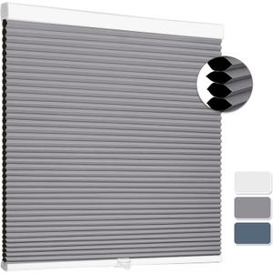 SUNFREE Cellular Shades Cordless Blackout, Honeycomb Blinds for Window and Door, Home and Office, Easy to Install, Thermal Insulated & Noise Reducing, Grey, 28" W x 38" H