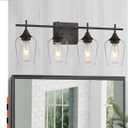 4 Light Bathroom Lighting Fixtures Over Mirror, 24 Inch Oil Rubbed Bronze Vanity Lights Farmhouse Rustic Bath Wall Light with Clear Glass, WL9167-4A