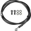 Motoforti Universal Brake Hose Motorcycle ATV Dirt Bike Motocross Braided Hydraulic Brake Line Oil Hose Pipeline, 140cm, Metal, Black Silver Tone, 1 Set