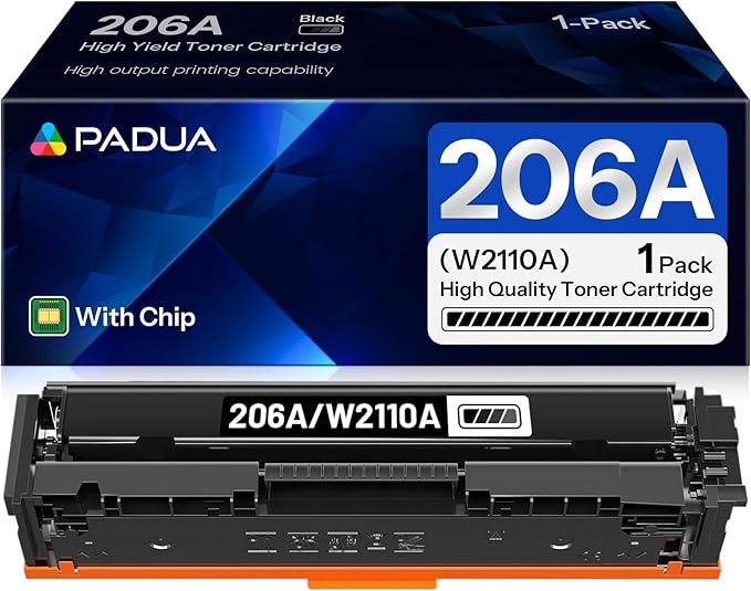 Pack Replacement for HP 206A Black Toner Cartridge W2110A for HP Color LaserJet Pro MFP M283cdw M283fdw M282nw M255dw,M255nw Toner Printer Ink (with Chip)