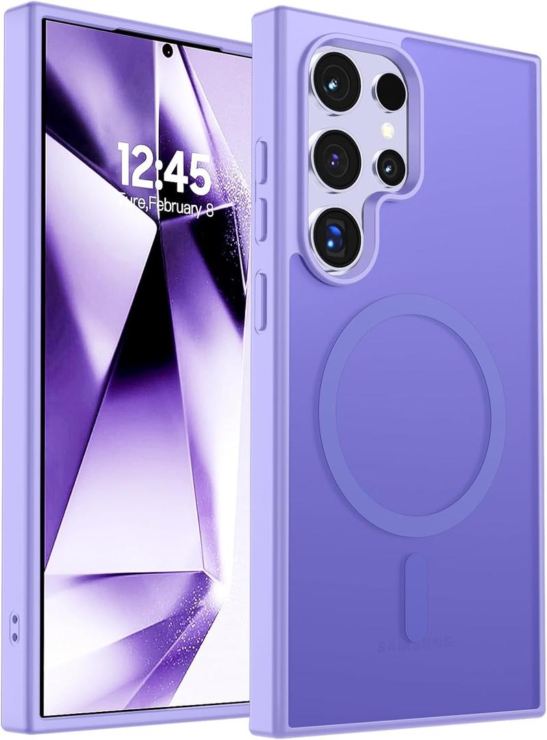 SUPFINE Magnetic for Samsung Galaxy S24 Ultra Case(Compatible with MagSafe) (Military Grade Drop Protection) Slim Translucent Shockproof Phone Case,Purple
