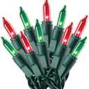 Holiday Pride Red & Green Christmas Lights - 100 Count Red & Green Mini Lights on Green Wire (22.5 Ft) - for Indoor & Outdoor Use - UL Listed - Static/Flashing Modes - Connectable