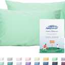 Sunflower Queen Pillowcases Set of 2, 100% Cotton Queen Pillow Cases 2, 20×30 inches Zephyr Green, Soft and Breathable