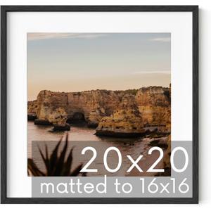 HAUS AND HUES Black Oak Wood 20x20 Picture Frame Matted to 16x16 - Square Frame with Plexiglass, Contemporary Frame for Wall Display (20x20 in, Black, Set of 1) HAUS AND HUES Black Oak Wood 20x20 Picture Frame Matted to 16x16 - Square Frame with Plexiglass, Contemporary Frame for Wall Display (20x20 in, Black, Set of 1)
