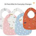 wefigs Baby Drool Bibs, 3-Layer Waterproof and Soft Cotton Bibs for Drooling and Teething, 8/10-Pack for Newborn to 24-Months (10-Pack Pink)