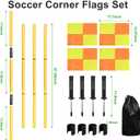Soccer Corner Flags Set of 4, 5FT Training Poles for Soccer Field, Portable Corner Flag Poles for Speed & Agility Training, Outdoor Field & Turf Equipment with Carry Bag (Black, S)