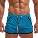 AIMPACT Mens Short Swim Trunks Quick Dry Beach Board Shorts 80s 90s Summer Vintage Swimwear with Lining Swimming Suits (Blue, M)