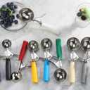 New Star Foodservice 34868 Commercial-Grade Thumb Press Food Disher/Ice Cream Scoop, 18/8 Stainless Steel, 1.75 oz, Size 24, Red