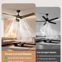 TALOYA 52 inch Modern Ceiling fans with Lights and remote, 3 Curved Blades | Quiet, Dimmable, Reversible, 3000K-6500K, Outdoor Ceiling fan For Living Room, Bedroom, Patio, Farmhouse, Light Walnut