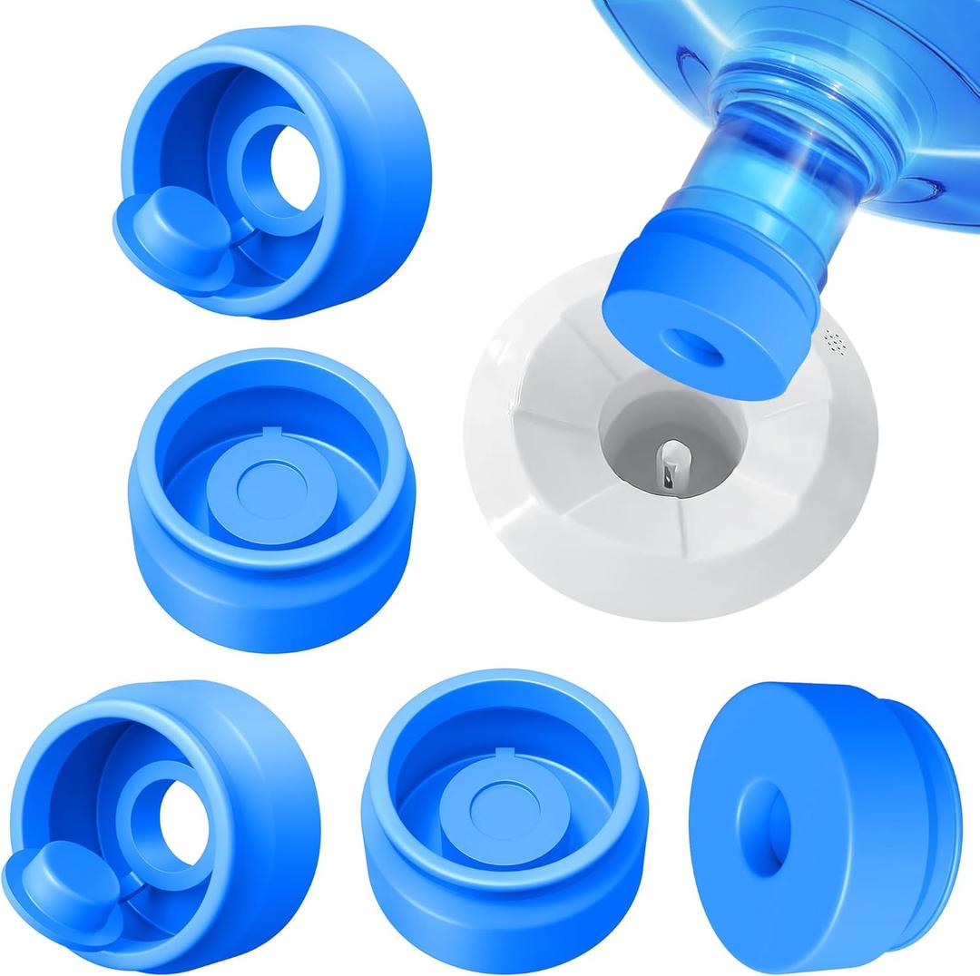 3 and 5 Gallon Water Jug Cap, Silicone Reusable Replacement Cap, Non Spill Bottle Caps for 55mm Bottle Water Dispenser Caps - Pack of 5
