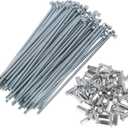 48 Set 10G J Bend Bicycle Spokes 10G Bike Wheel Spokes Carbon Steel Galvanized Silver Tone (120mm)