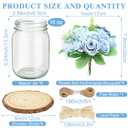 Set 6 Mason Jar Table Centerpiece - Wedding Centerpieces for Tables, Mason Jar Flower Centerpiece Vases Decor- Boho Farmhouse Rustic for Engagement, Bridal Shower, Wedding, Versatile Decor (Blue)