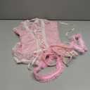 Sexy Mesh Corset Ruffle Lace Up Underwire Sheer Garter Belt Babydoll Lingerie Set With Thong 3 Piece Women (Small, Pink)