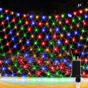 Christmas Net Lights, Outdoor Use, 390 LEDs, 8 Lighting Effects, Memory Function, 13ft x 5ft Net Light Measurements, 6.6ft Lead Wire