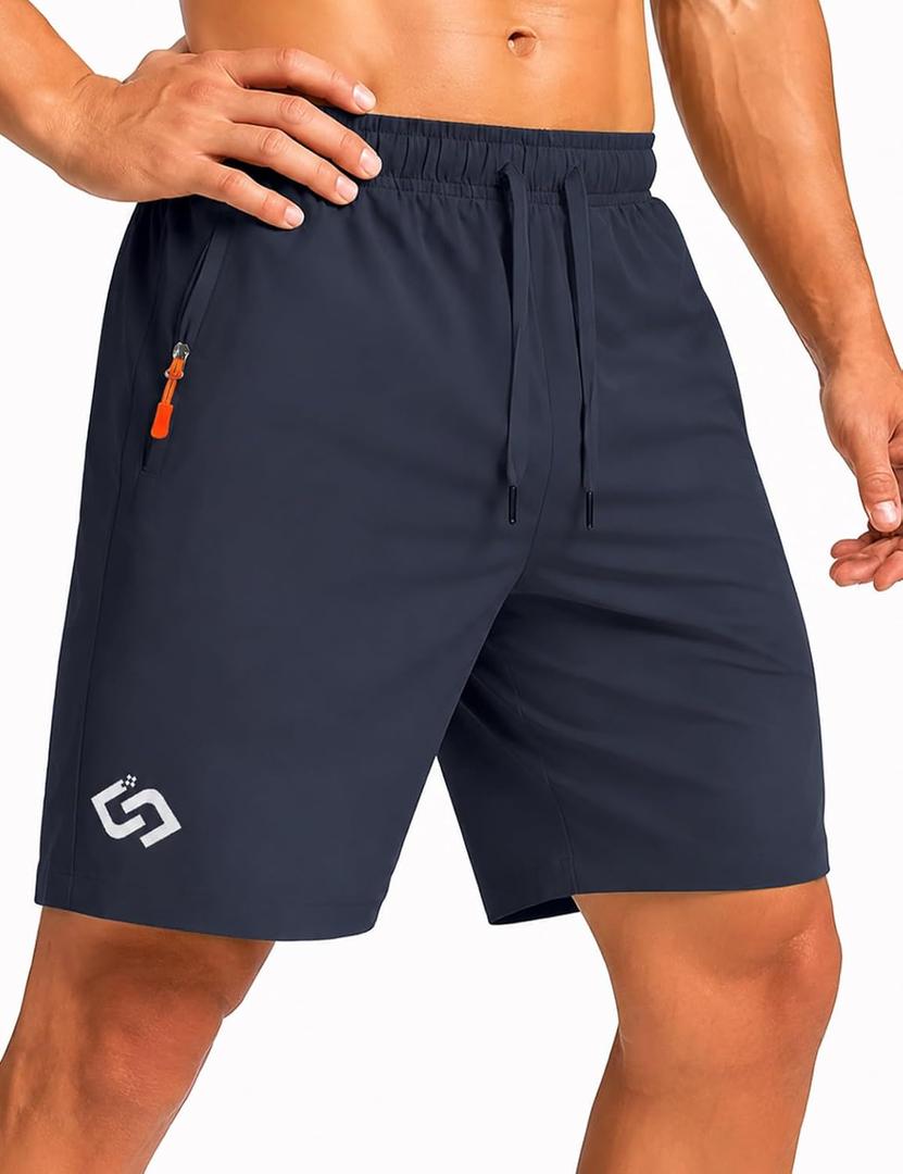 Men's 7" Athletic Gym Shorts with Zipper Pockets, Quick Dry, Large 34