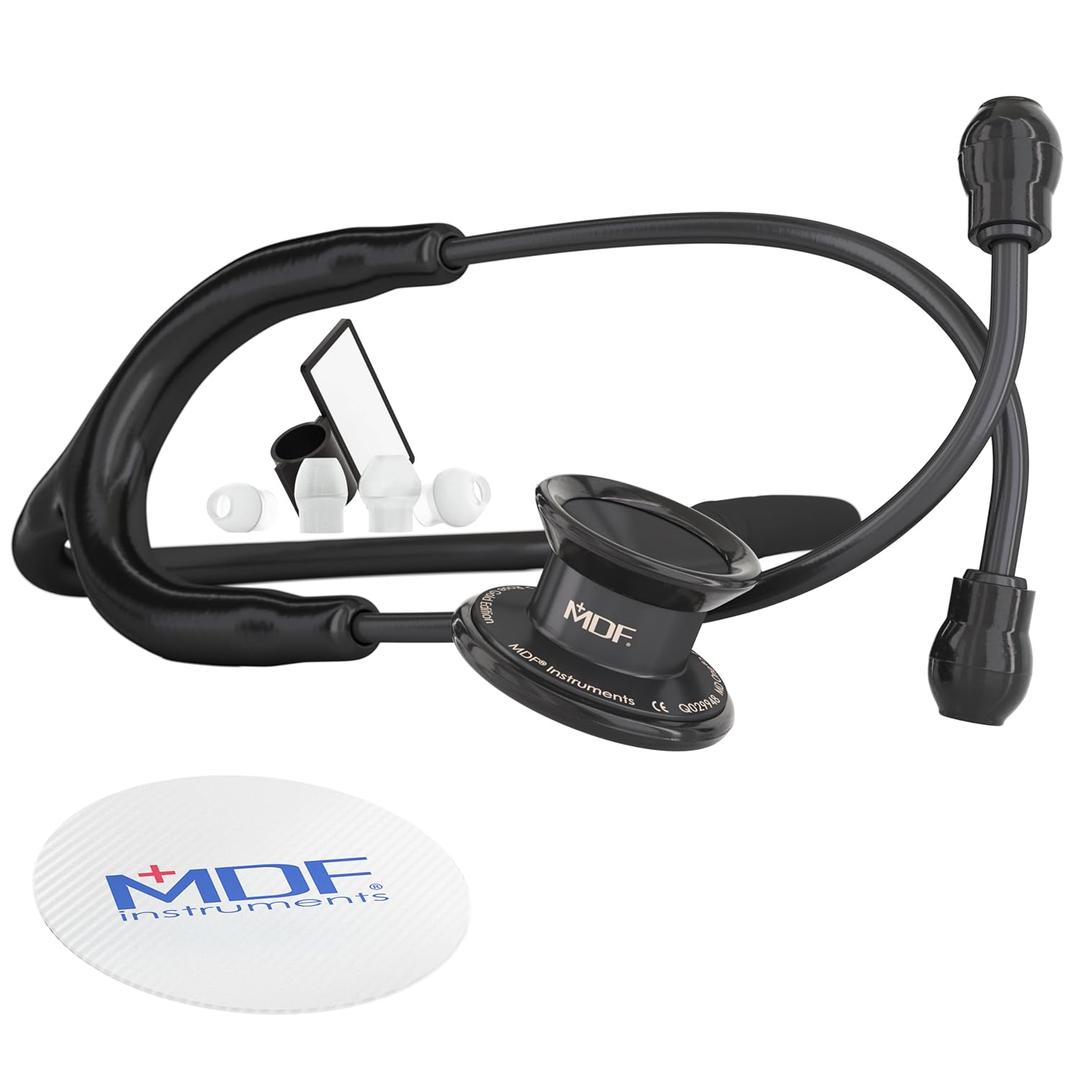 MDF Instruments, MD One Stainless Steel Premium Dual Head Pediatric Stethoscope - All Black (MDF777C-BO)