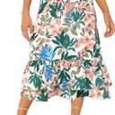 Allegra K Women's Printed Skirt 2025 Weekend Trendy Summer Chiffon Ruffle Tiered Flowy Midi Skirts (Medium, White Pink-floral)
