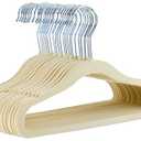 Amazon Basics Kids Velvet, Non-Slip Clothes Hangers (Baby/Toddler), 11.6 inches (for Baby Clothes), Pack of 10, Beige