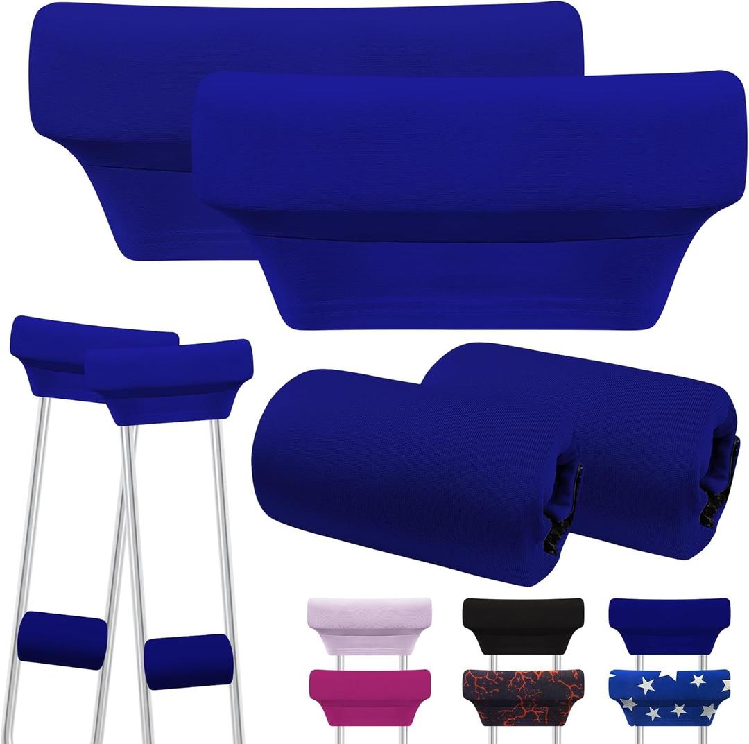 SPRING SEAON Crutch Pads and Hand Grips Set - Soft Underarm Cushion Pads and Handle Covers for Crutches, Breathable & Washable Padding for Adult & Youth Crutches-Comfortable Armpit Support (Royal Blue)