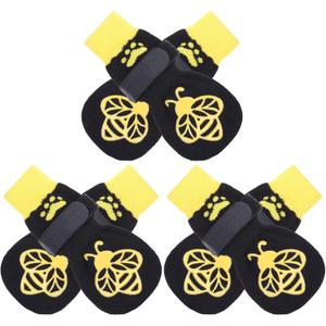 EXPAWLORER Anti Slip Dog Socks to Prevent Licking Paws,Winter Dog Boots & Paw Protectors,Dog Booties for Hardwood Floors with Grippers,Dog Shoes for Hot/Cold Pavement Small Medium Large Senior Dog (Bee)