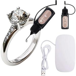 Meowoo Ring Size Adjuster Glue for Loose Ring, Ring Guard Tightener Adhesive UV with UV LED Lamp, Fit Any Ring Sizers for Women/Men, Ring Resize, Easy Application (Glue Kit, 10ml, with UV Lamp)