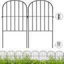 Decorative Garden Fence 24 Pack Black,24 Ft (L) X 24 in (H) Animal Barrier Fences for Small Dog, Garden Fencing Border, Arched Rustproof Metal Fence Outdoor Flower Bed Landscape Decor