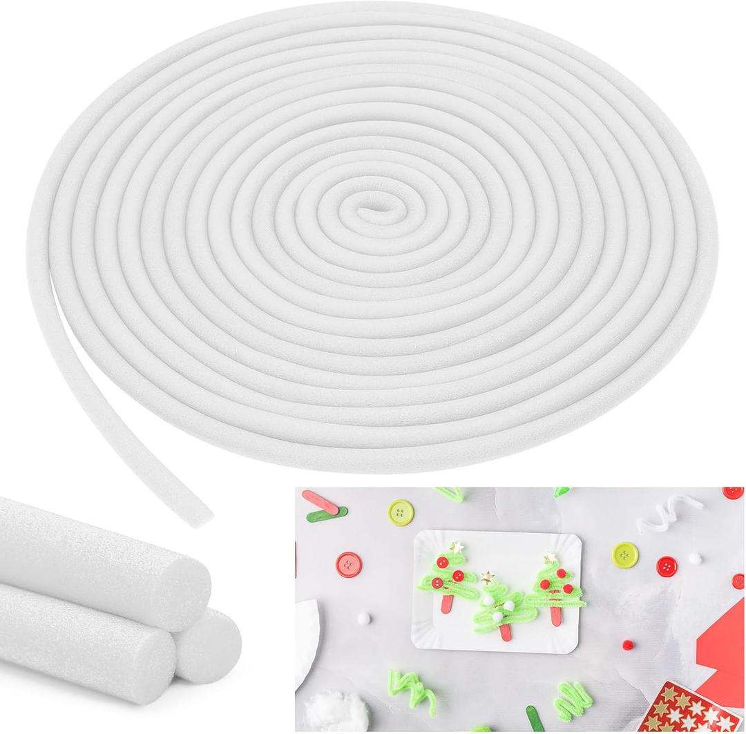 Frienda 5/8 Inch x 40 Ft Foam Noodles for Crafts Versatile Pool Noodles Foam Tubes Cylinder Rods for Modeling, DIY Arts and Crafts Supplies (White)