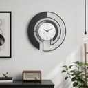 18-Inch Modern Black Metal Wall Clock, Marble Patterned Glass Dial, Large