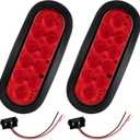 2PCS 6 Inch Oval Red LED Trailer Tail Lights, 10 LEDs Stop/Turn/Brake Lights with Surface Mount Grommets, DOT Certified IP67 Waterproof for Truck RV Boat Trailer Bus