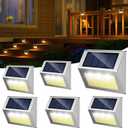 JSOT Solar Fence Lights - Solar Lights Outdoor Waterproof, Outdoor Light Deck Light for Outside Garden Backyard Patio Yard Wall Stair Step Post 3LED Lighting, Warm Light, 6 Pack