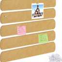 Thboxes 5 Pack Felt Bulletin Board Strips, 13x2 Inch Self Adhesive Felt Pin Boards with 30 Pushpins, Cork Board for Walls Home Office Decor(Brown)