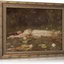 Vintage Gold Framed Ophelia Wall Art, Romantic Victorian Gothic Oil Painting Canvas Print, Dark Academia Wall Decor, Antique Woman Portrait Picture, Moody Floral Poster Artwork for Living Room Bedroom, 24"L x 16"W