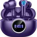 Wireless Earbuds Bluetooth Headphones, 2025 Ear Buds Deep Bass Hi-Fi Stereo, 4 ENC Noise Cancelling Mic, 40Hrs in-Ear Earphones, IP7 Waterproof Workout Sport for Android iOS, Purple