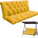 Porch Swing Cushion with Backrest,Waterproof Bench Cushion for Outdoor Furniture,2-3 Seater Replacement Thickened 5 in swing cushion,with Ties,Patio,Outdoor,Backyard and Garden (Yellow,60x40 in) 