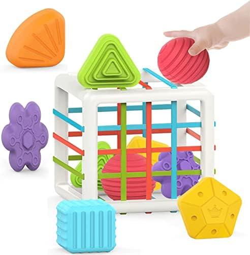 2 Pcs MINGKIDS Montessori Toys for 1 Year Old, 6 Pc Multi Sensory Shape, Toddler Developmental Learning Birthday Gifts, Baby Toys 12 Month