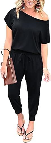 KAY SINN Summer Jumpsuit Rompers Off Shoulder for Women with Pockets Casual Elastic Waist, Size 3XL