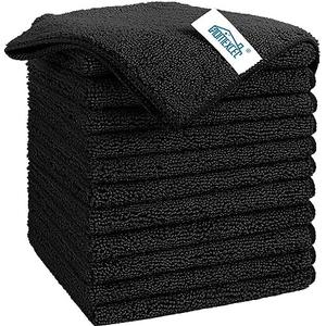 HOMEXCEL Black Microfiber Cleaning Cloth, 6 Pack Premium Microfiber Towels for Cars, Lint Free, Scratch-Free, Highly Absorbent, Reusable Cleaning Rags for Car, Household, Kitchen, Window, 11.5"X11.5"