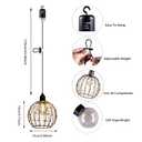 3X Battery Operated Pendant Lights Kitchen Island Outdoor Chandelier for Gazebo Hanging Lamp with Remote Timer LED Bulbs Metal Globe Ball Shade Ceiling Drop Lantern for Bedroom Corner Porch