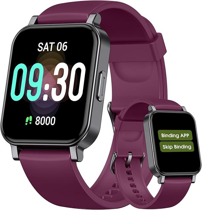 Pedometer Watch Senior Friendly No App/Phone Required, Waterproof Fitness Tracker Watch with Step Counter Calories/Sleep Tracker for Walking Running for Men Women, Purple