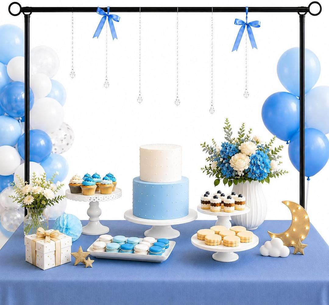 Over The Table Rod Stand with Clamps Adjustable 29"-42" Tall 28"-98" Length, Table Arch Stand, Metal Balloon Arch Kit for Birthday Wedding Baby Shower Halloween Christmas Decorations