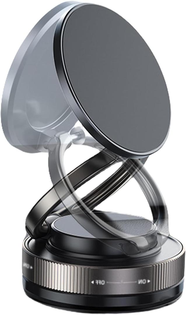 2025 Upgraded Vacuum Magnetic Car Phone Holder for Magsafe with N56 Grade Magnets, 360 Rotatable and 180 Flippable Car Phone Mount, Cell Phone Holders for Car & All Smartphones (Black)