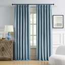 DUALIFE Blue Blackout Curtains 90 Inch Long 2 Panels Set Pinch Pleat Drapes for Living Room Boys Bedroom Thermal Insulated Full Blackout Draperies with Hooks 40" Wx90 L