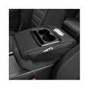 Gdnecad Car Center Console Armrest Pillow, 5-in-1 Armrest Cushion w/ 2 Side Bags, Tissue Box Slot, Cup & Phone Holder, Multifunctional Leather Arm Rest Cover Storage Organizer (Black, Normal)