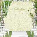 Ivory Backdrop Flowers Wall Panels: 24 Pcs 15 x 15 Inch Floral Backdrop Artificial Flower Wall Decor for Baby Shower Wedding Photo Background Decoration (5ft by 7.5ft) (24pcs)