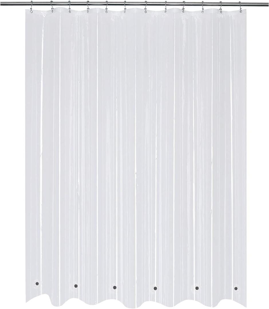 Mrs Awesome 70x70 Shower Curtain Liner with 6 Magnets PEVA 8G Thick & Heavy Duty Plastic Shower Curtain for Bathroom, Waterproof,70 x 70 inches, Clear