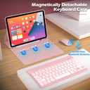 Keyboard Case for iPad mini 5th Generation 2019 / mini 4th Generation 2015 7.9 inch, Mouse and Detachable Keyboard, Adjustable Stand Built in Pencil Holder, Auto-Sleep/Wake Feature, Pink