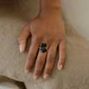 Black Tourmaline Ring for Women, Vintage Gold Tone Black Rings for Men, Adjustable Natural Stone Ring for Chunky Jewelry