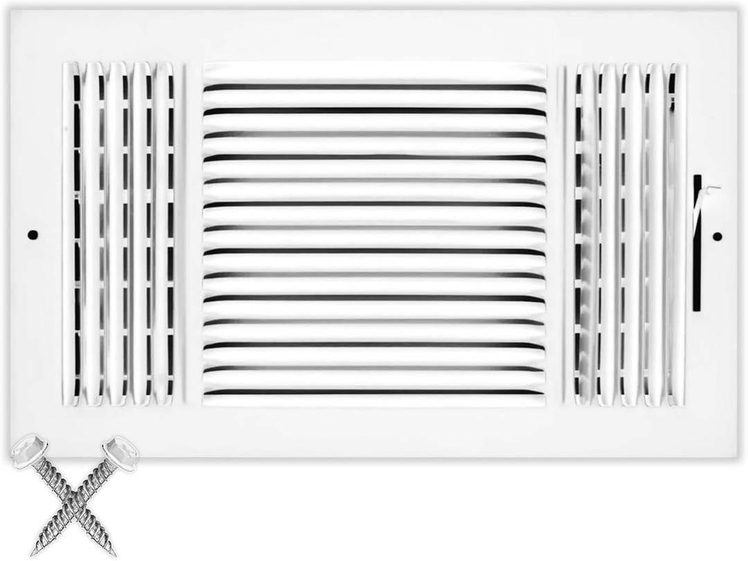 HVAC Premium 14''w X 8''h 3-Way AIR Supply Grille - Vent Cover & Diffuser - Flat Stamped Face - White [Outer Dimensions: 15.75''w X 9.75''h]