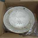 Metal Colander Set of 3, Strainer Basket with Handles perfect for Spaghetti, Pasta, Berry, Vegetable, Fruit, Solid Base Powder Coated Kitchen Essential Strainer Set, 1 & 3.5 & 5 Qt (Cream)