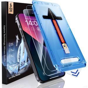 MAGIC JOHN 2 Pack for iPhone 13/14& iPhone 13 Pro 6.1 inch Tempered Glass Screen Protector, Auto Dust-Elimination, Bubble Free, HD Clear, Easy Installation